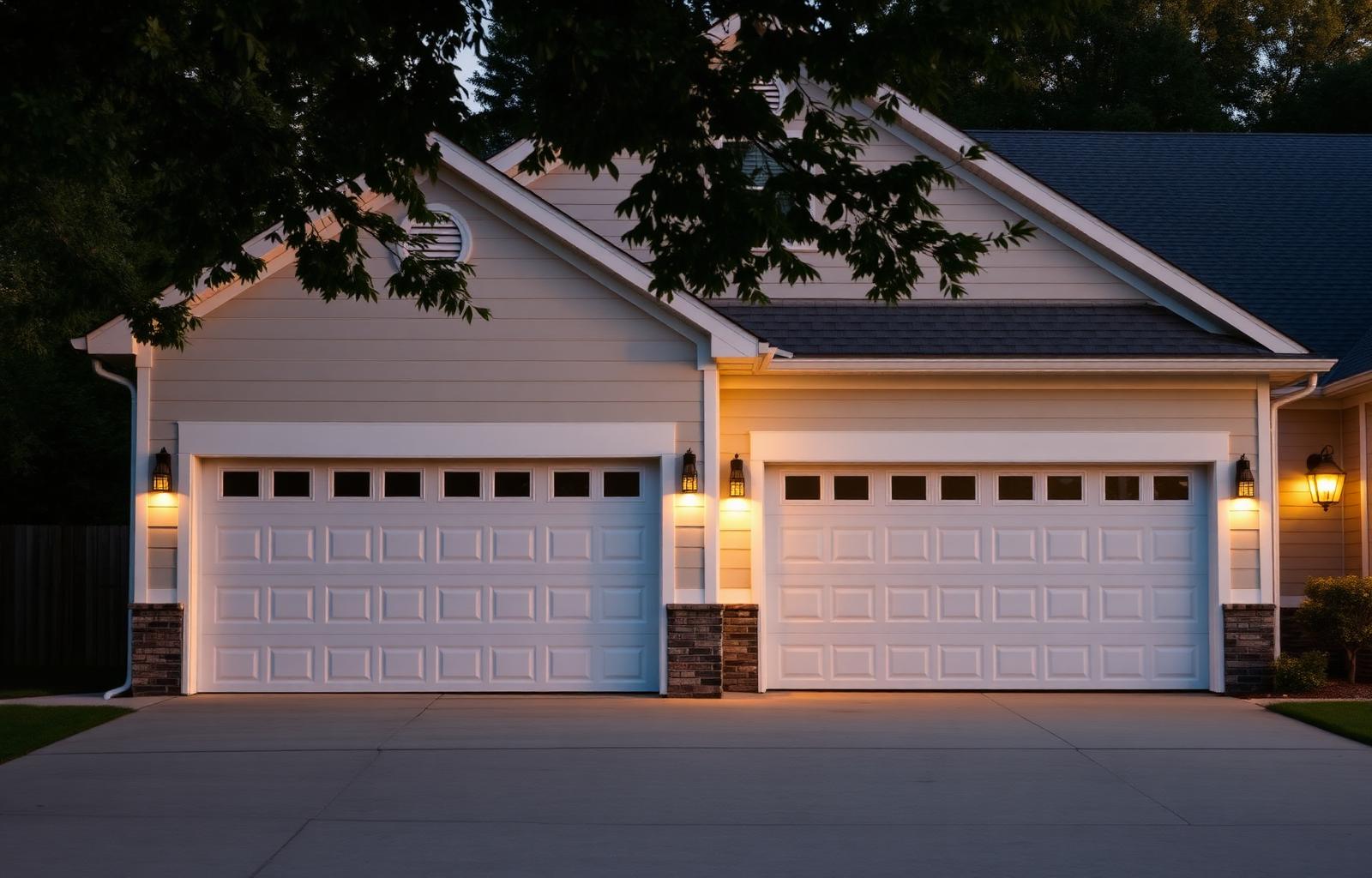 Two-car garage doors at a Mount Pleasant, NC home serviced by Mount Pleasant Garage Door Repair
